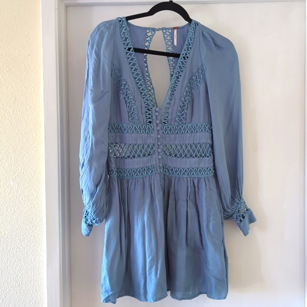 Free People Baby blue Cutout dress